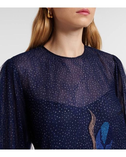 Costarellos Blue Embr Kaftan