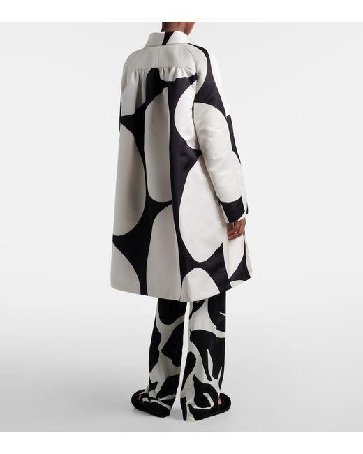 Dries Van Noten Natural Polka-Dot Double-Breasted Satin Coat