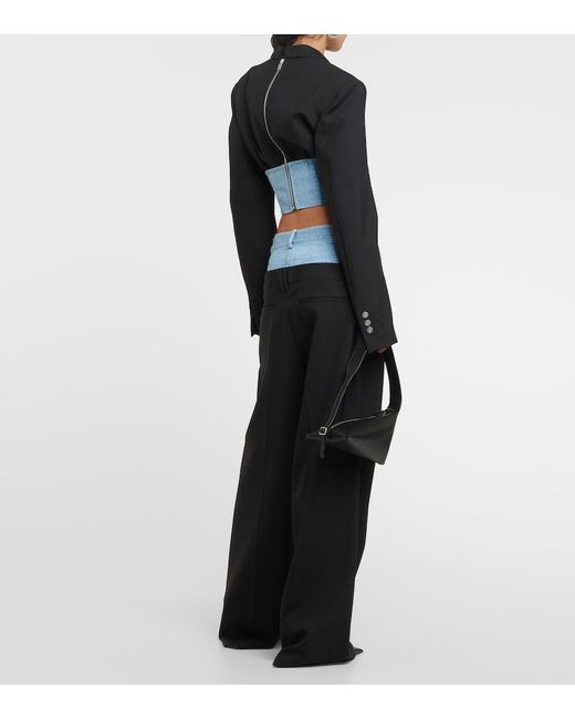 Dion Lee Black Wool And Denim Bustier Blazer