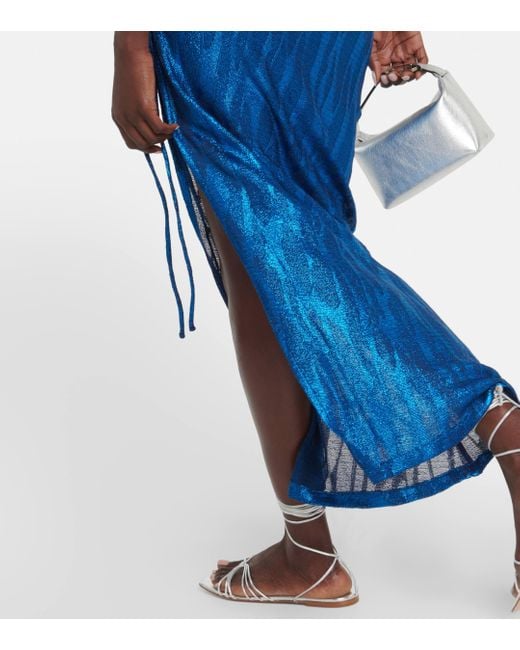 Missoni Blue Jacquard One-shoulder Midi Dress