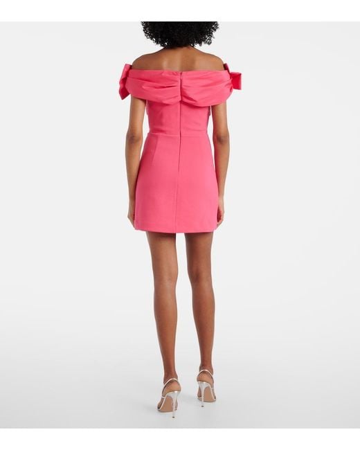 Rebecca Vallance Pink Bow-Detail Crepe Minidress
