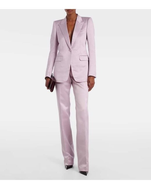 Tom Ford Pink Cotton And Silk Duchesse Straight Pants
