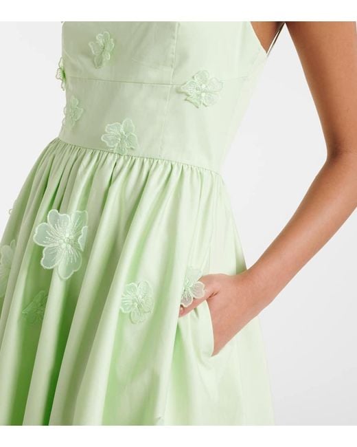 Vestido Midi En Popelin De Algodon Self-Portrait de color Green