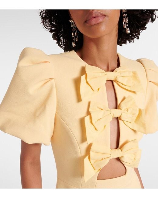 Rebecca Vallance Natural Annabelle Bow-Detail Crepe Midi Dress