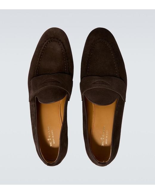 Kiton Brown Suede Penny Loafers for men