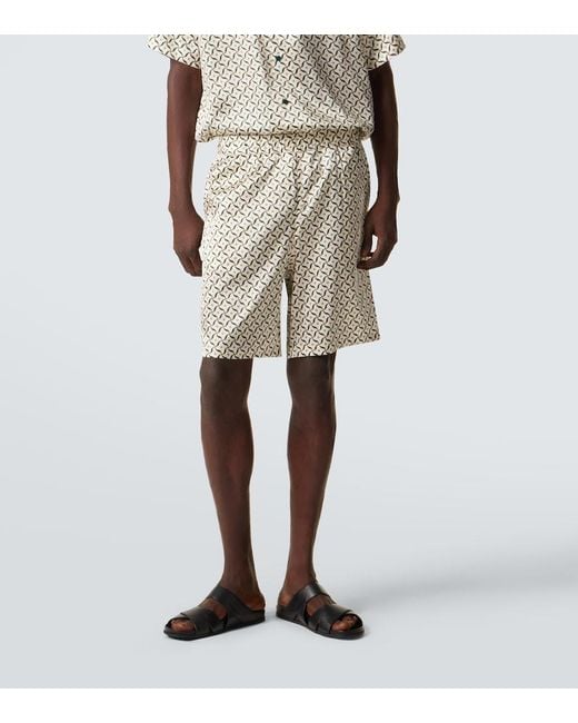 Frescobol Carioca White Palma Printed Silk-Blend Shorts for men