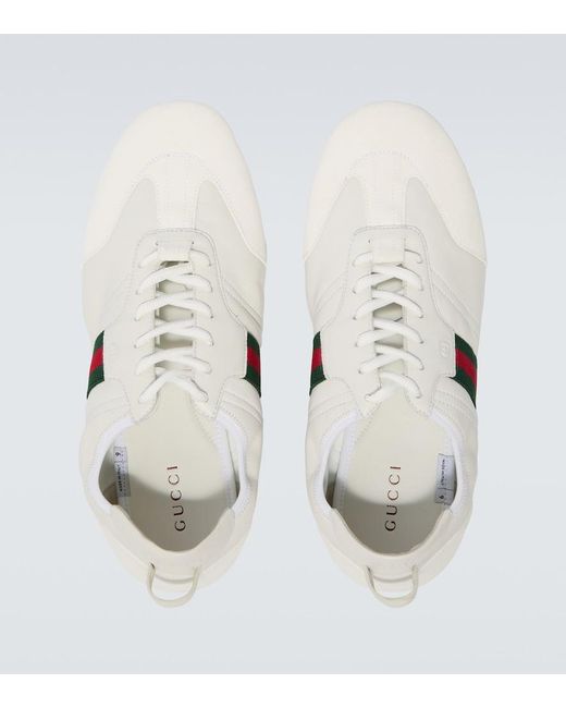 Gucci Metallic Flex Leather And Suede Sneakers for men