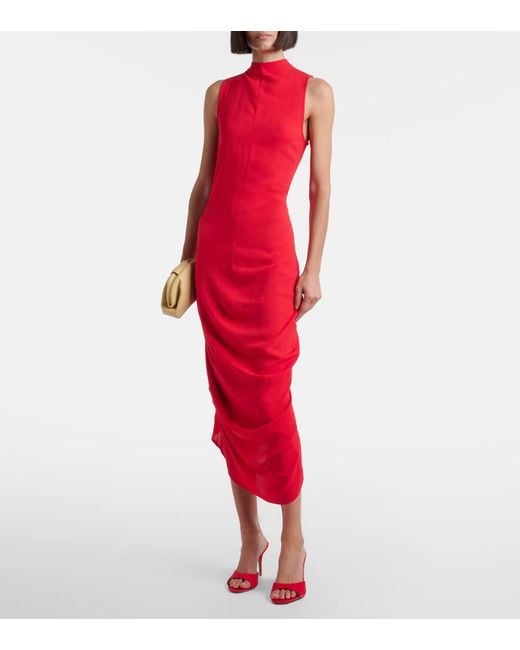 AMINA MUADDI Red Elodie 90 Satin Mules