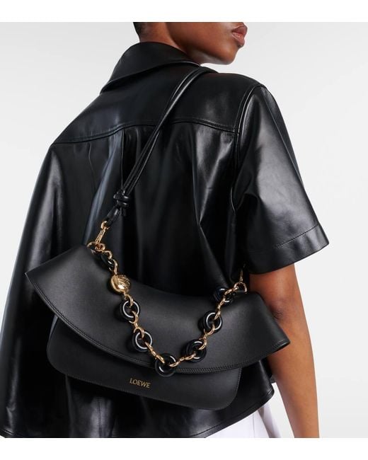 Loewe Black Schultertasche Ola Medium Aus Leder