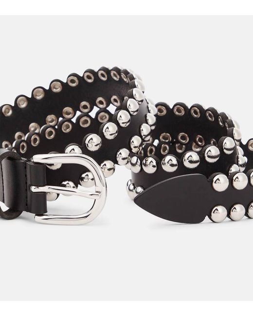 Isabel Marant Black Zap Bubble Studded Leather Belt