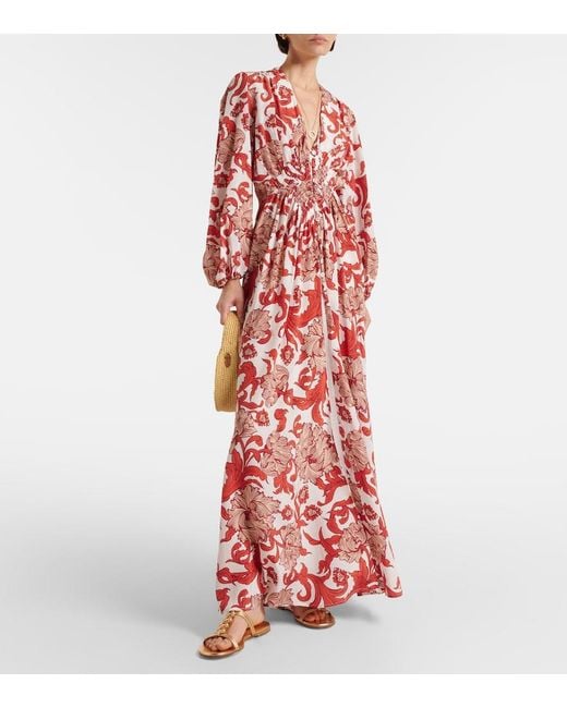 LaDoubleJ Red Camerino Silk Crepe De Chine Maxi Dress