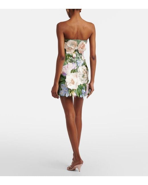 LEO LIN Green Roselle Floral-Applique Minidress