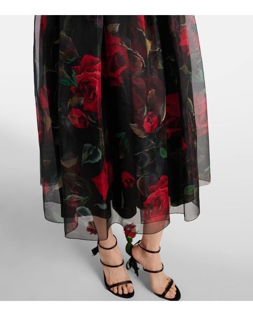 Dolce & Gabbana Red Floral Silk Cocktail Dress