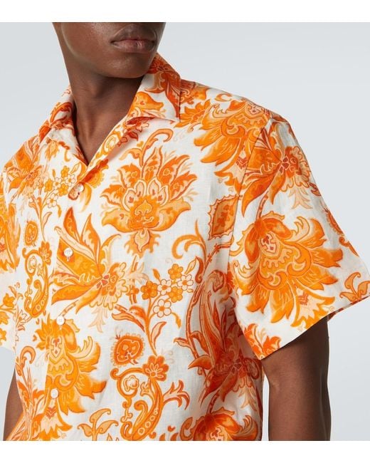 Camicia Bowling di Etro in Orange da Uomo