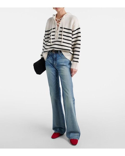 Nili Lotan White Noemi Striped Cashmere Sweater