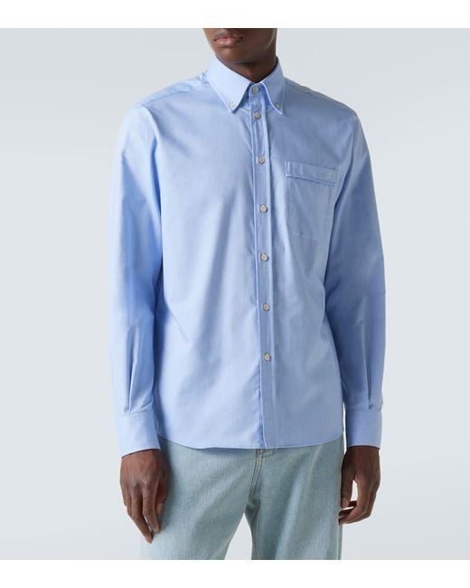 Valentino Blue Cotton Oxford Shirt for men