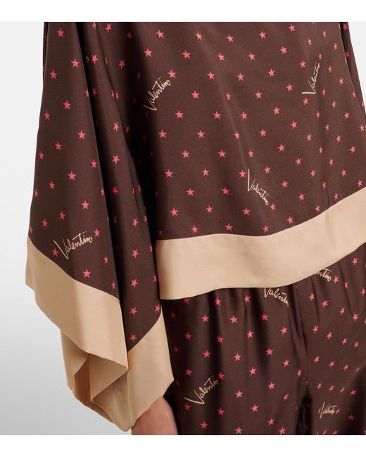 Valentino Brown Printed Silk Twill Top