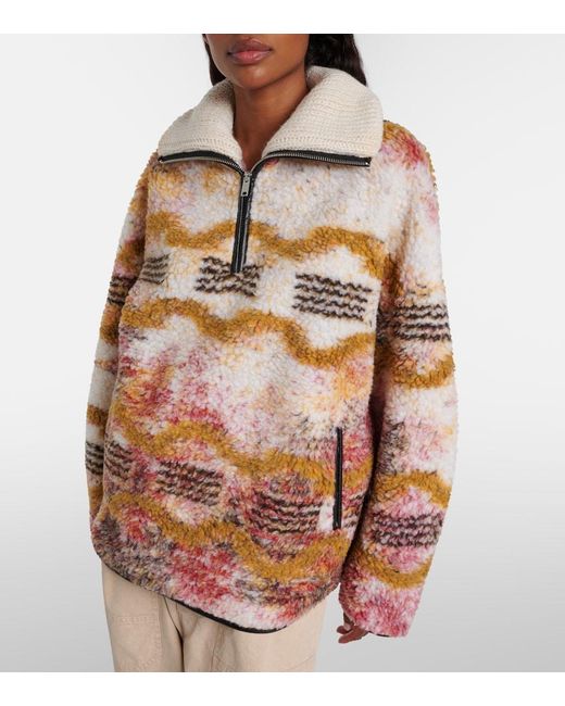 Isabel Marant Natural Marner Fleece Half-Zip Sweater