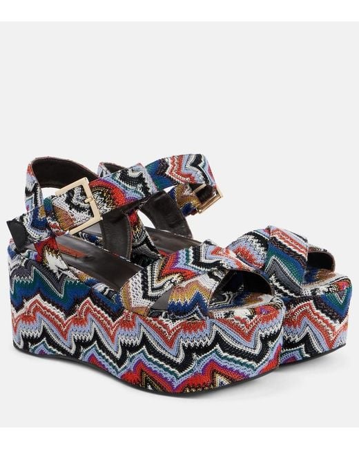 Missoni Blue Julia Raschel Lame Platform Sandals