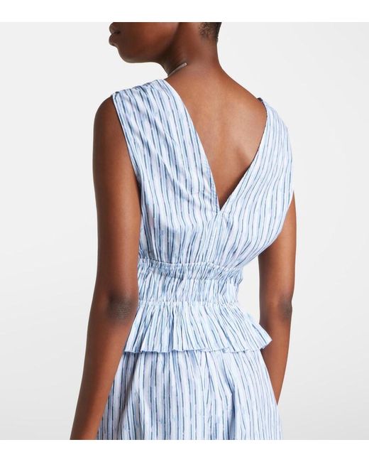 Velvet Blue Verena Striped Cotton-Blend Top