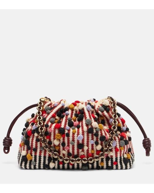Loewe Red Flamenco Medium Knitted Clutch