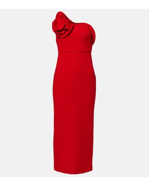 Roland Mouret Red Draped Crepe Midi Dress