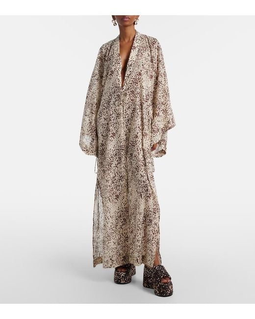 The Attico Natural Leopard-Print Cotton Beach Cover-Up