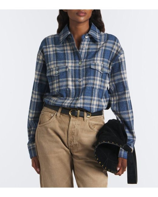 Citizens of Humanity Blue Vintage Plaid Cotton Flannel Shirt