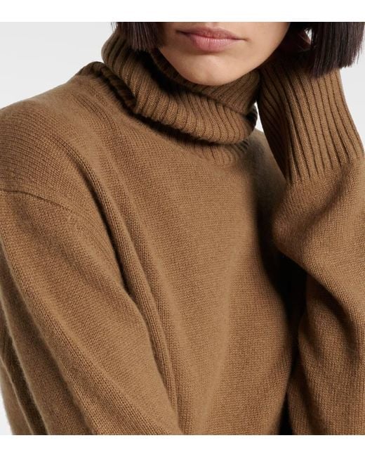 Totême  Brown Cashmere Turtleneck Sweater