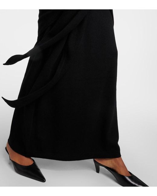 Totême Black Scarf-Detail Cashmere Maxi Dress