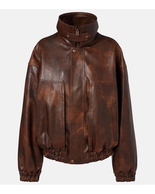 Magda Butrym Brown Leather Blouson Jacket