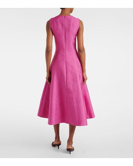 Emilia Wickstead Pink Midikleid Mara Aus Jacquard