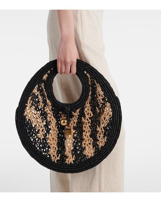 Jacquemus Black Spiaggia Small Raffia Shoulder Bag