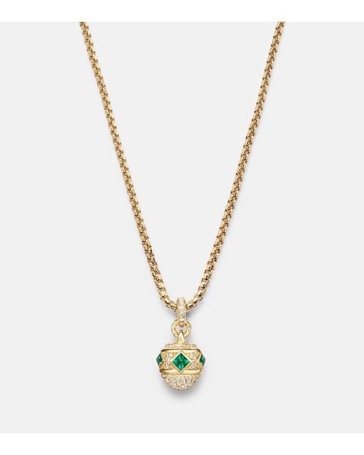 David Yurman Metallic Renaissance 18Kt Pendant Necklace With Diamonds And Emeralds