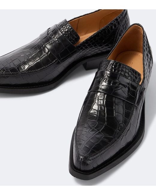 Our Legacy Black Cypher Croc-Effect Leather Loafers for men