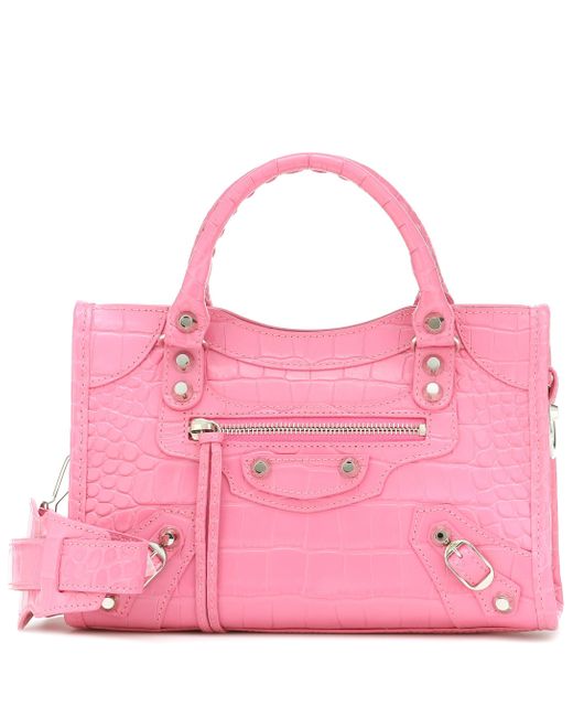 Balenciaga Classic City Mini Croc-embossed Leather Shoulder Bag in Pink |  Lyst