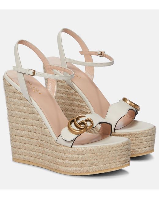 white gucci wedges
