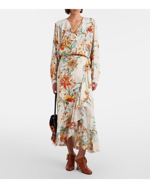 Etro White Floral Ruffled Blouse