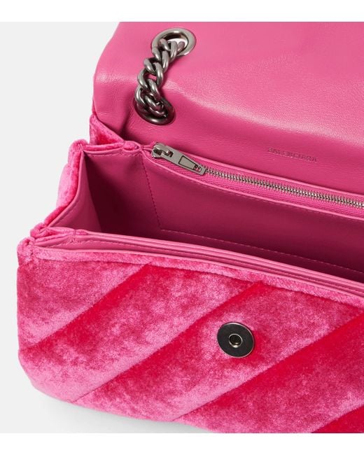 Balenciaga Pink Crush Small Velvet Shoulder Bag
