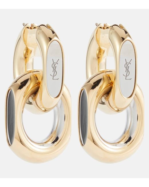 Saint Laurent Metallic Cassandre Hoop Earrings