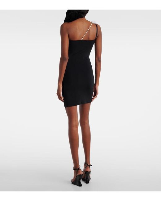 Nensi Dojaka Black Floral-Applique Asymmetric Minidress