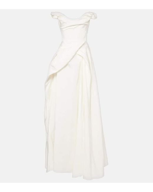 Vivienne Westwood White Bridal Tabitha Off-Shoulder Faille Gown