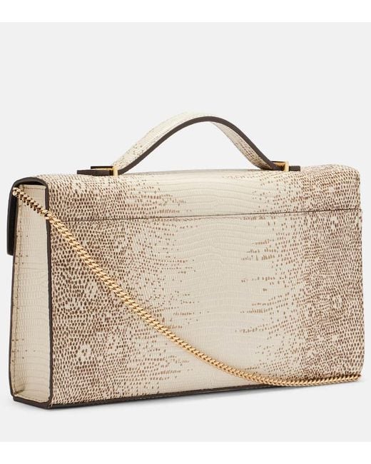 DeMellier London Brown Vancouver Snake-Effect Leather Clutch