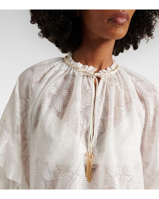 Zimmermann White Daylight Ruffled Cotton-Blend Blouse