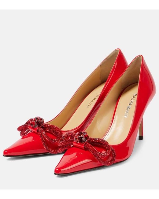 Escarpins 85 En Cuir Verni Mach & Mach en coloris Red