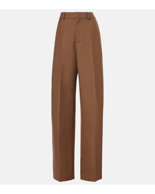 Tod's Brown High-Rise Wool Twill Wide-Leg Pants
