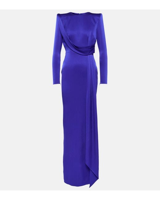 Alex Perry Purple Draped Satin Gown