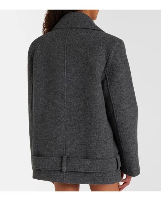 Frankie Shop Gray Scothern Virgin Wool Peacoat