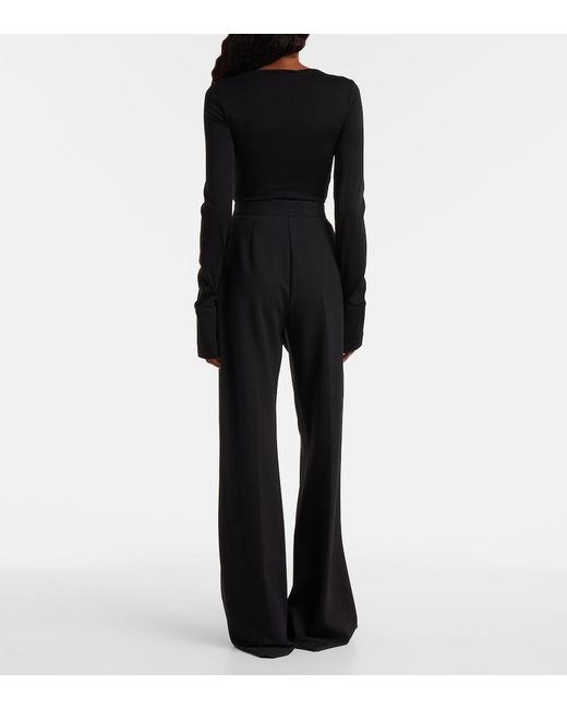 Max Mara Black Nigella Draped Wool Bodysuit