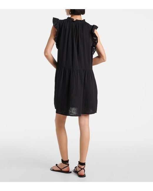 Velvet Black Grace Lace-Trimmed Cotton Minidress